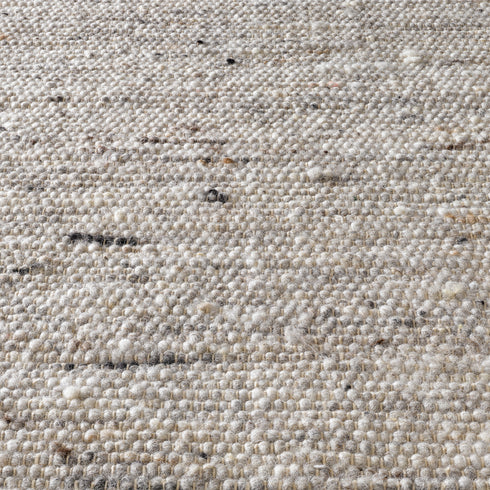 Wollteppich Natur | Reine Schur-Wolle Handweb Teppich im Skandinavischen Design | Grau Meliert